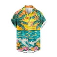 thumbnail image 2 of Aueoeo Mens Hawaiian Shirt, Short Sleeves Button Down Shirts for Men Beach Clothing Summer Casual Palm Printed Shirts 2X 3X 4X Summer Savings Army Green, 2 of 5