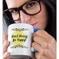 thumbnail image 2 of 3drose, Motivational Quote Dont Worry Be Happy, 15oz Two-tone Blue Mug, 2 of 6