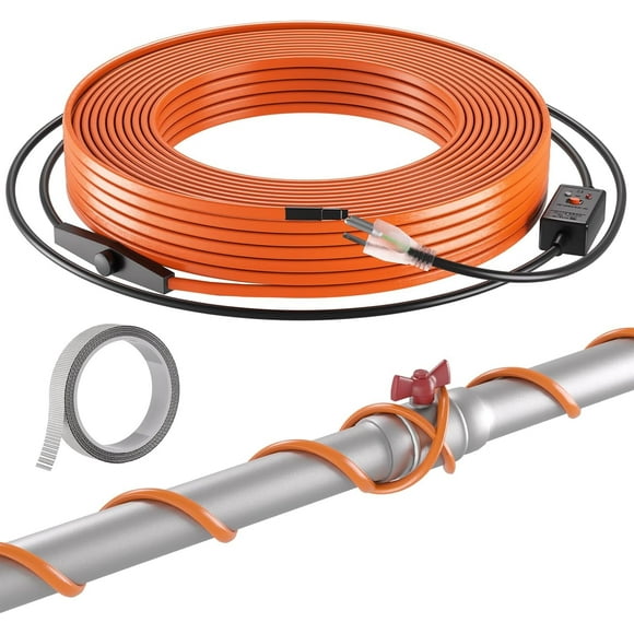 Self-Regulating Pipe Heating Cable25ft Heat Tape for Pipes Freeze Protection, Protects PVC Hose, Metal and Plastic Pipe from Freezing,120V 7W/FT