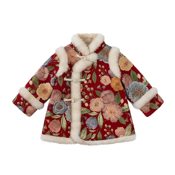 XXWXYD Girls Chinese New Year Tang 𝖢ostume Dress, Traditional Quilted Cheongsam, Ethnic Style Ancient Chinese Clothing, Birthday Festival Gift Outfit for Kids Toddler