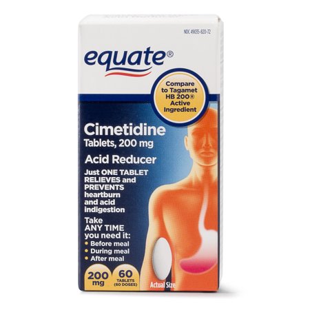 Equate Acid Reducer Heartburn Relief Cimetidine Tablets, 200 mg, 60 Ct