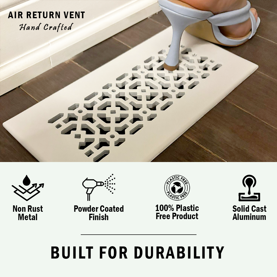 8x18 Air Return Grille - Heavy Cast Aluminum HVAC Duct Cover For Floor Installation