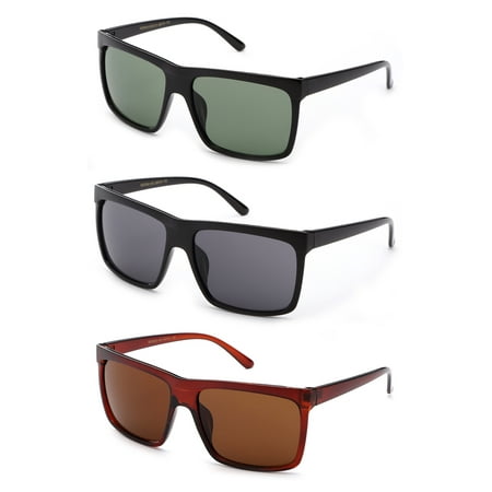 Men Fashion Squared Large Frame Sunglasses UV 400 Protection