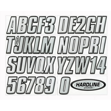 Hardline Products Series 800 Factory Matched 3-Inch Boat & PWC Registration Number Kit - Silver/Black