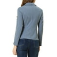 thumbnail image 3 of MODA NOVA Juniors Work Lapel Collar Stretchy Jacket Suit Blazer, 3 of 6