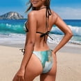 thumbnail image 5 of Chririnla Teal Gold Marble Halter Triangle Bikini Set - Sexy Two Piece Tie Side Swimsuit with Cutout Design for Beach Vacation & Pool Party, 5 of 9