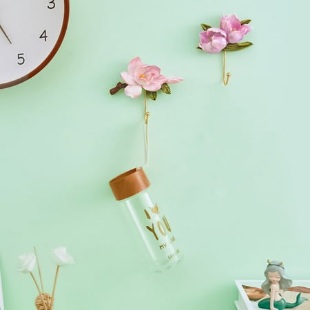 

Wanwan Clothes Hook Wall-mounted Non-slip Resin Creative Rose Flower Design Key Hook for Hallway