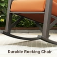 thumbnail image 2 of MRUAKA Rocking Chair Bistro Set,3 Piece Outdoor Patio Furniture Set with 2 Rockers and 1 Metal Coffee Table with Thick Cushions for Porch,Backyard,Poolside,Orange, 2 of 8