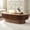 MDF Coffee Table + Matte Black Finish, variant on Modern Handcraft Drum Coffee Table Length 43.7 inch Ellipse Coffee Table for Living Room,Oval Small Coffee Table with Sturdy Pedestal,Black MDF