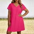thumbnail image 2 of Nkmbld Women's Dress Plus Size Casual Solid Short Sleeved V-Neck Dress, 2 of 5