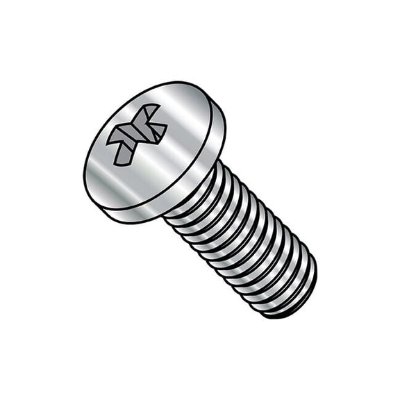 1/4"-20 x 1/2 in Phillips Pan Machine Screw, Plain 410 Stainless Steel, 1000 PK