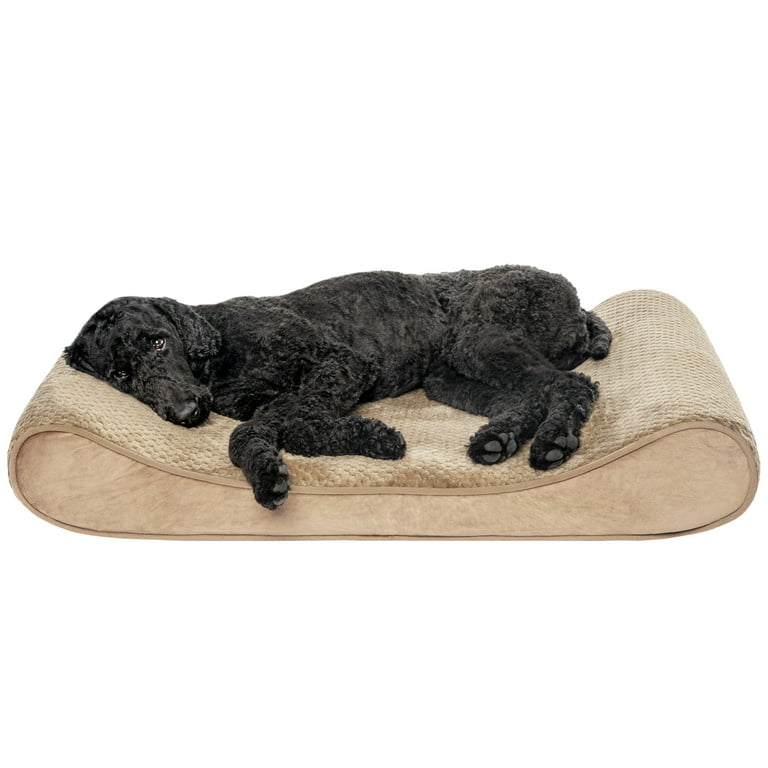 FurHaven Pet Dog Bed | Orthopedic Minky Plush & Velvet Luxe Lounger Pet Bed  for Dogs & Cats, Camel, Large