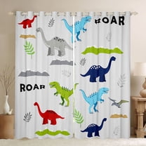 Manfei Multicolor Dinosaur Blackout Curtains Set of 2 (52x84 Each),Cute Cartoon Dino Window Curtains,Ancient Wild Aniaml Curtains and Drapes For Boy,Super Cozy Room Decor