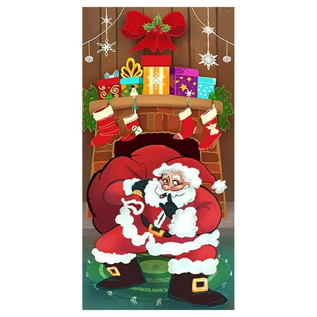 

ZAROYEAX Christmas Door Decoration Door Cover Hanging Cloth Holiday Party Layout Scene Background Cloth