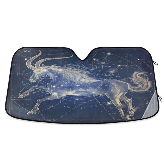 Capricornus Of Zodiac Car Windshield Sun Shade Foldable Car Front Window Visor Heat and UV Protection 53x23.5