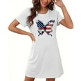 thumbnail image 5 of Aobny House Dress Women Patriotic Lightweight Short Night Shirt White Crew Neck Short Sleeve Ladies Nightgowns,XXL, 5 of 5