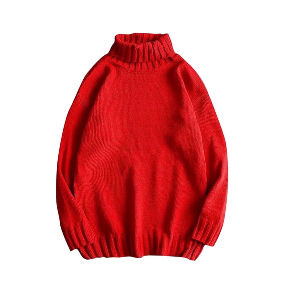 Amkhujs Sweaters for Men Turtle Neck Long Sleeve Oversized Sweater Basic Warm Winter Fall Sweater for Everyday Wear
