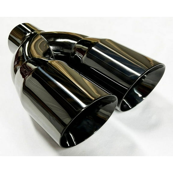 Exhaust Tip 3.00" Inlet Dual 4.00 X 12.00 Long WDDWRP40012-300-BC-SS Round Double Wall Black Chrome 304 Stainless Wesdon Exhaust Tip