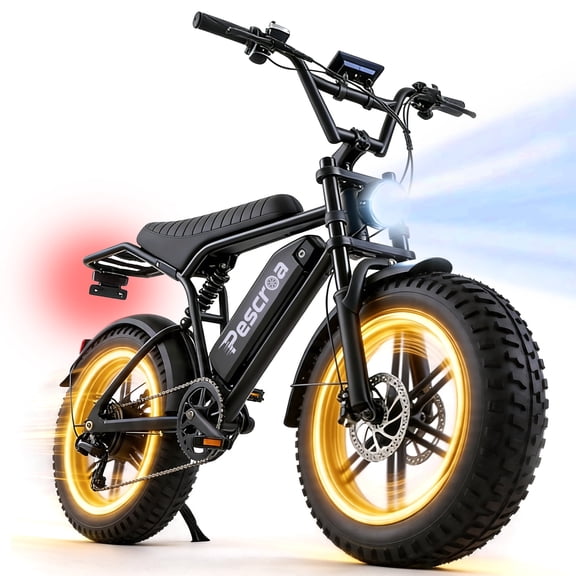 Pescroa Electric Bike for Adults, 1500W Peak Motor E Bike with 48V 15Ah Removable Battery, E-Bike with 7 Speeds, Ebikes with 28MPH Max Speed, Adult Electric Bicycles with 70-100 Miles Max Range