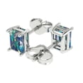 thumbnail image 2 of 2 ct Push-Back Stud Earrings for Women | 7x5mm Emerald Cut Blue Moissanite | 18K White Gold, 2 of 5