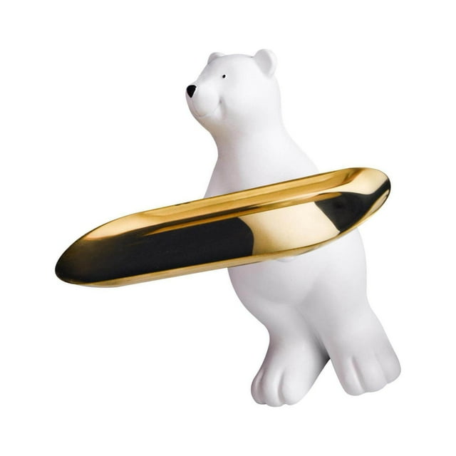 Resin Polar Bear Figurine Key Storage Organizer Tray Tray Holder Home Porch Decoration Gift