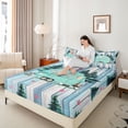 thumbnail image 3 of Erosebridal Vintage Teal Car Full Size Sheets 4-Piece for Boys Girls,Rustic Cottage Happy Camping Bed Sheets for Boys Girls,Breathable Home Decor, 3 of 5
