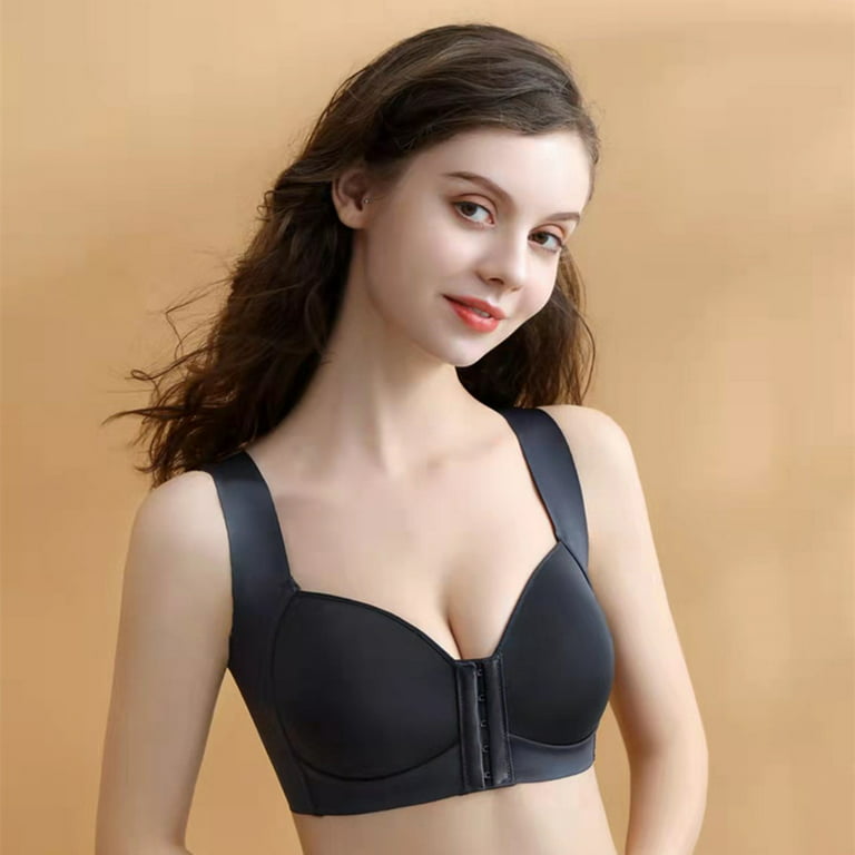 Eashery Push Up Bras for Women Women's Benefits Allover-Smoothing Bliss  Wireless Lightly Lined Convertible Comfort Bra Black 46