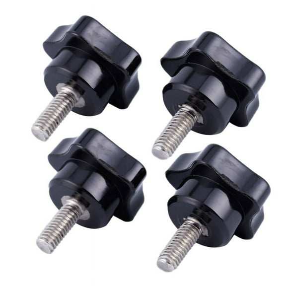 M6 x 15mm Male Thread Screw Star Head Locking Screw Handle Black 4 Pcs