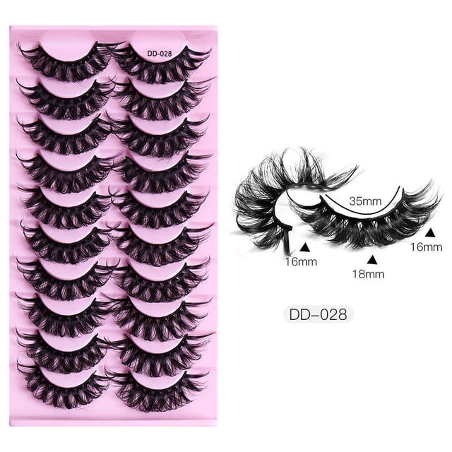 Pack de Pestañas 3D Esponjosas y Ligeras, 10 Pares con Banda Transparente para una Belleza Diaria sin Esfuerzo