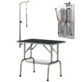 thumbnail image 1 of Table de Toilettage pour Chien en Acier Inoxydable Argenté - Hauteur et Rangement Réglables / 36 Pouces x 24 Pouces / Station Professionnelle de Toilettage pour Animaux pour la Maison et le Salon, 1 of 7