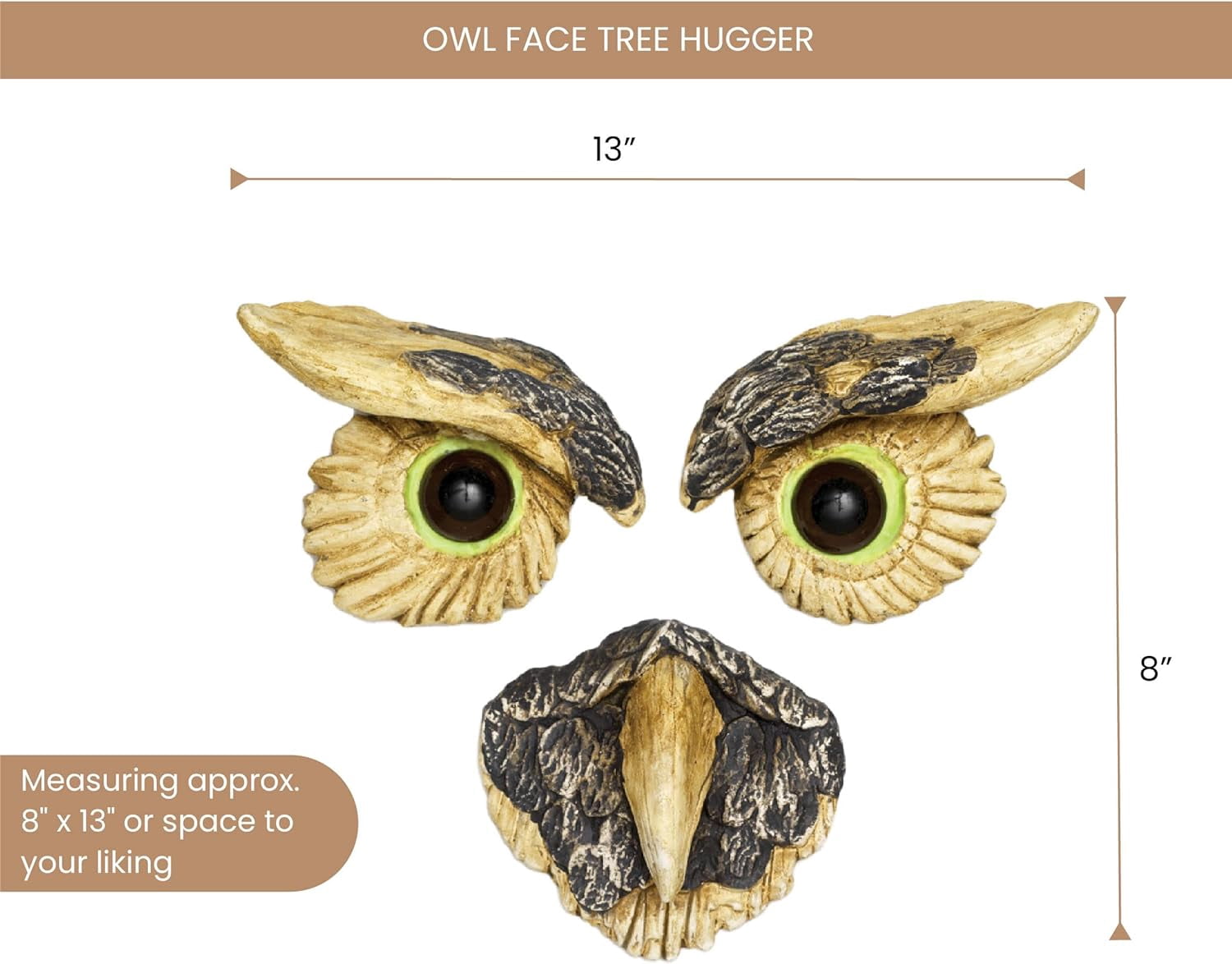 Bits and Pieces Owl Face Tree Hugger Garden Peeker Yard Art Outdoor Whimsical Tree Face Decoration