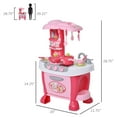 thumbnail image 3 of Qaba Kids Kitchen Set Kitchen Playset Pretend Toy Children Role Play Game Toy with Light & Sound Function  38Pcs Toy Accessories - Pink, 3 of 10