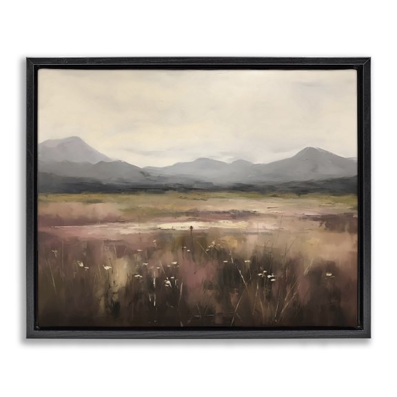 Stupell Industries Farmhouse Flower Field Mountain Black Floating Frame Canvas Art, 21 x 17, by Creative Studio