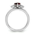 thumbnail image 2 of Sterling Silver Stackable Expressions Garnet & Diamond Hearts Ring Size 9, 2 of 6
