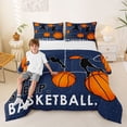 thumbnail image 2 of Castle Fairy Eat Sleep Basketball Queen Comforter Set 3 Pieces, Sport Ball Gamer Comforter Sets Queen, Navy Orange,Navy Blue Reversible,1 Comforter and 2 Pillowcases, 2 of 6