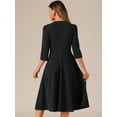 thumbnail image 3 of DARING DIVA 3/4 Sleeve A-Line Midi Work Dress L Black, 3 of 6