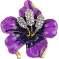 thumbnail image 1 of Broche para mujer con flores y cristal morado., 1 of 5
