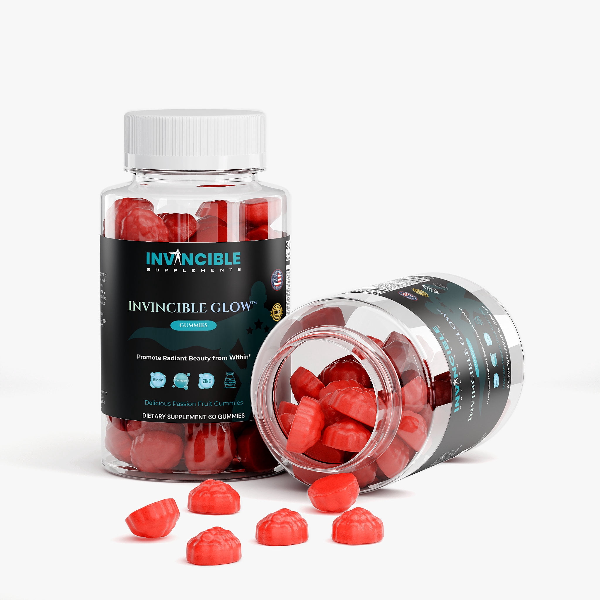 Invincible Supplements Collagen Gummies with Vitamin C - Non-GMO, Lab-Tested, GMP & NSF Certified