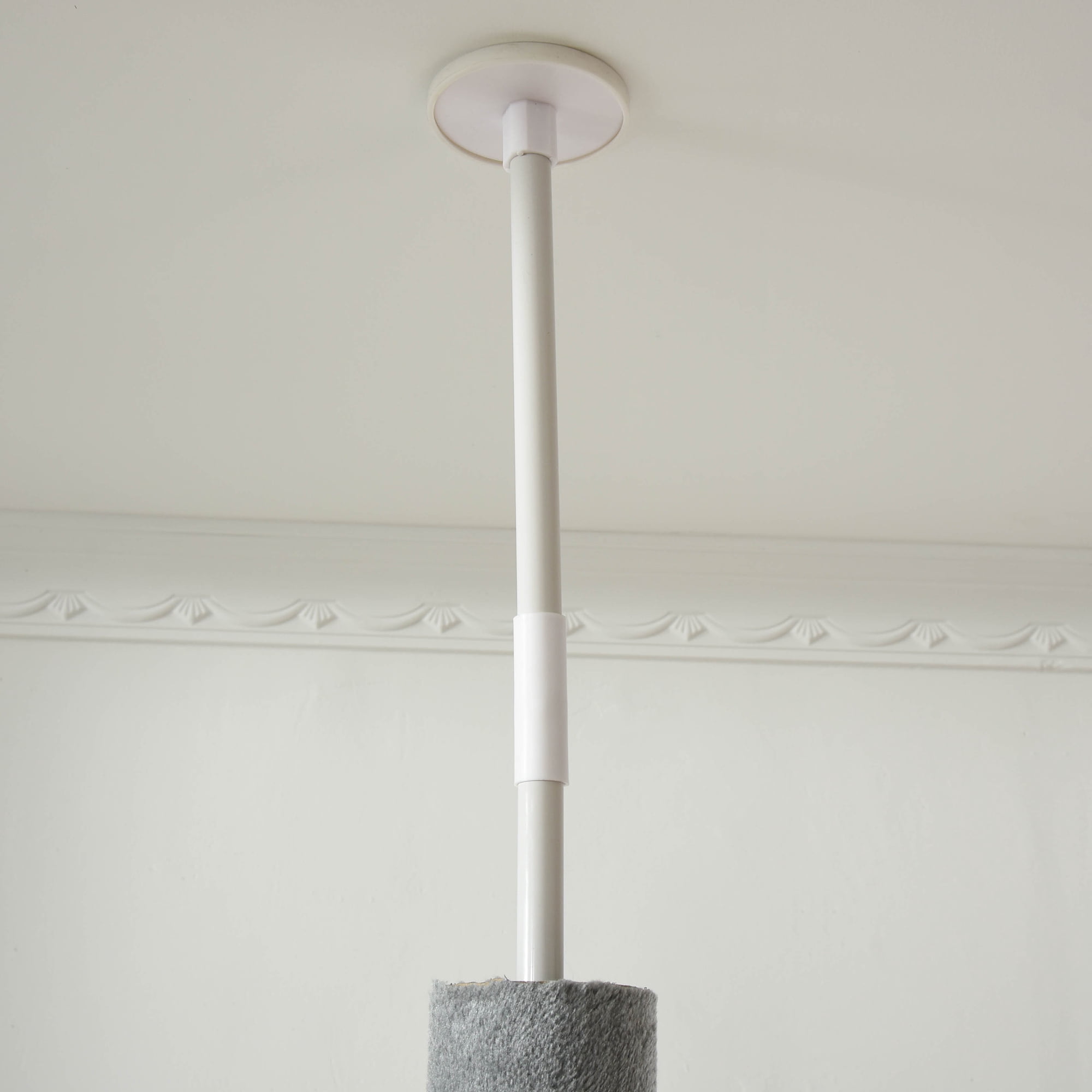 PawHut 110" Cat Tree Height Adjustable Floor-to-Ceiling 4-Tier Kitty Climbing Activity Center Condo Cat Toy with Scratching Post Hanging Balls Play Rest Post Pet Furniture Grey