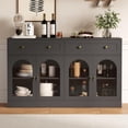 thumbnail image 6 of Litake 55 Inch White/Black Fluted Buffet Cabinet, Modern Sideboard with Drawers & 4 Transparent Acrylic Doors, Wood Kitchen Storage Cabinet for Dining Room, Living Room Accent Furniture, 6 of 7