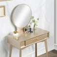 thumbnail image 2 of Maly Contemporary Wood Vanity and Stool Set, Gold, 2 of 6