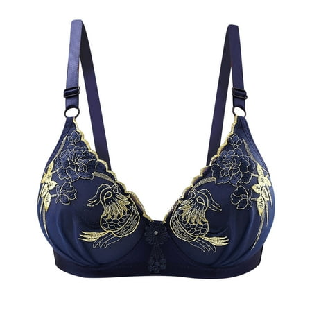 

JGGSPWM Woman Sexy Ladies Bra Without Steel Rings Sexy Vest Large Lingerie Bras Everyday Bra Navy S
