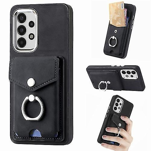 Funda para Samsung Galaxy A13 4g de cuero con acabado galvanizado y tarjetero (negro)