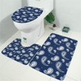 thumbnail image 2 of Blue Pioneer Flower and Paisley Pattern Bathroom Rugs Sets 3 Piece,Toilet Cover Set,Absorbent Non Slip Bathroom Mats Sets with U-Shaped Contour Rug Toilet Rug Set, 2 of 5
