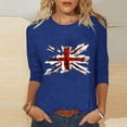 thumbnail image 2 of WREESH Womens Great Britain Uk Flag T-Shirts Casual 3/4 Sleeve T-Shirts Crewneck Tunic Tops Basic Graphic Tees Loose Pullover Blouses Blue, 2 of 5
