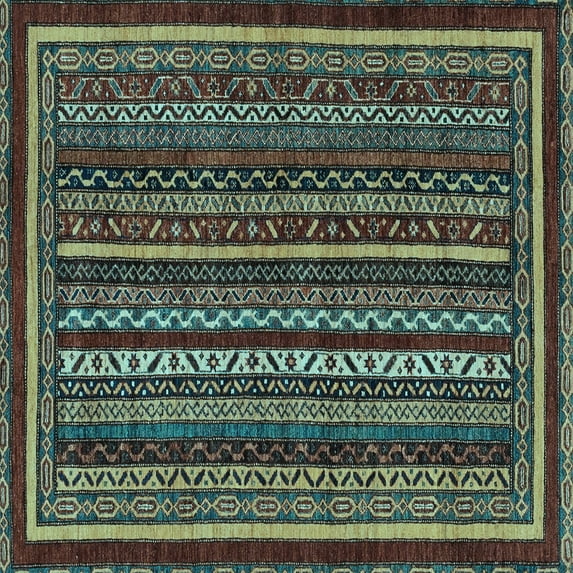 Ahgly Company Indoor Square Southwestern Light Blue Country Area Rugs, 7' Square