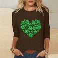 thumbnail image 1 of T-Shirt Ample à Manches Trois-Quarts et Col Rond Imprimé pour la Saint-Patrick pour Femmes, 1 of 6