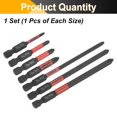 thumbnail image 3 of 7pcs PH1 + PH2 Phillips Screwdriver Bit Set 2" + 4" Long 1/4" Hex Shank Magnetic Cross Head Screw Driver Drill Bits, 3 of 7