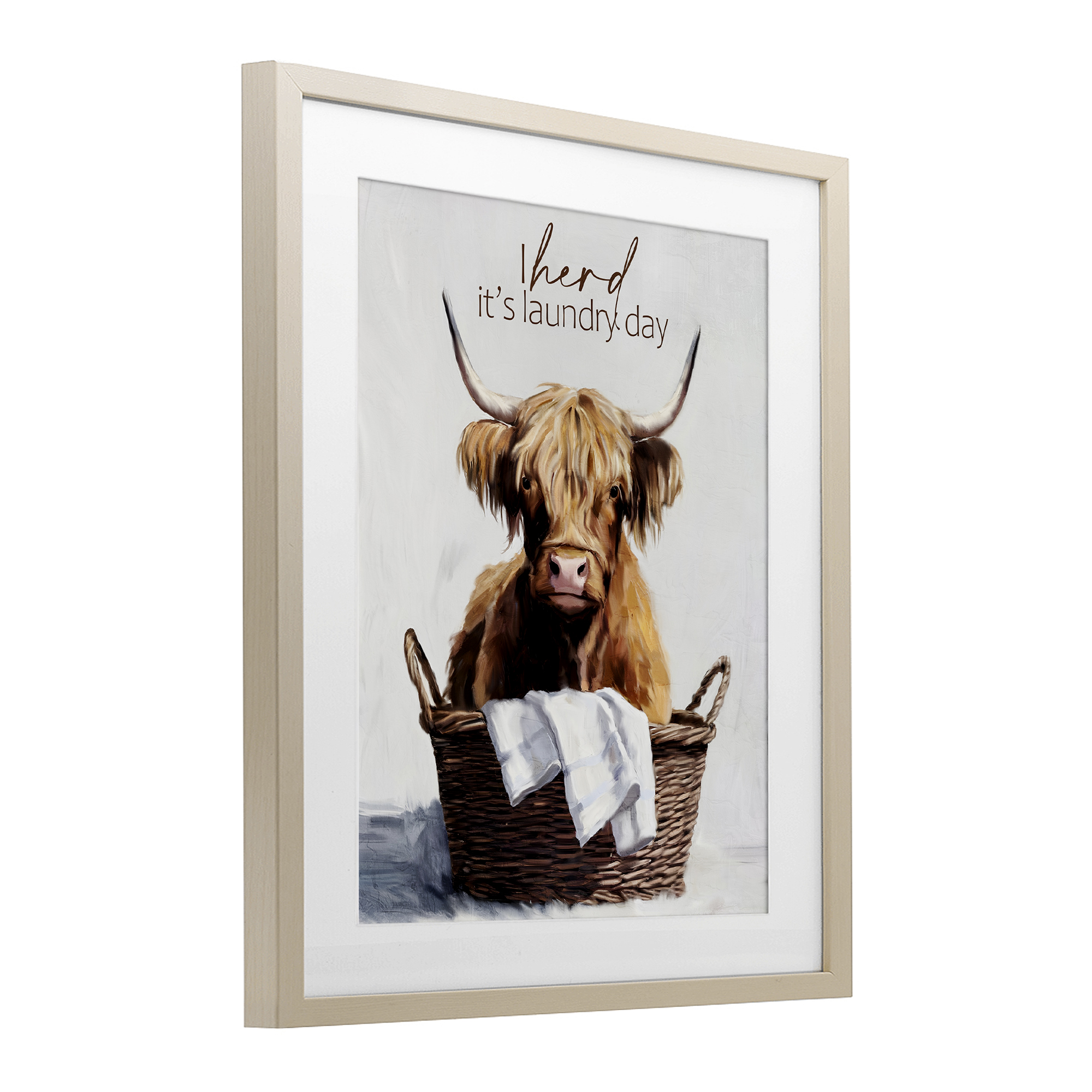 Herd It's Laundry Day Birch Framed Print Under Glass, design by Kim Allen