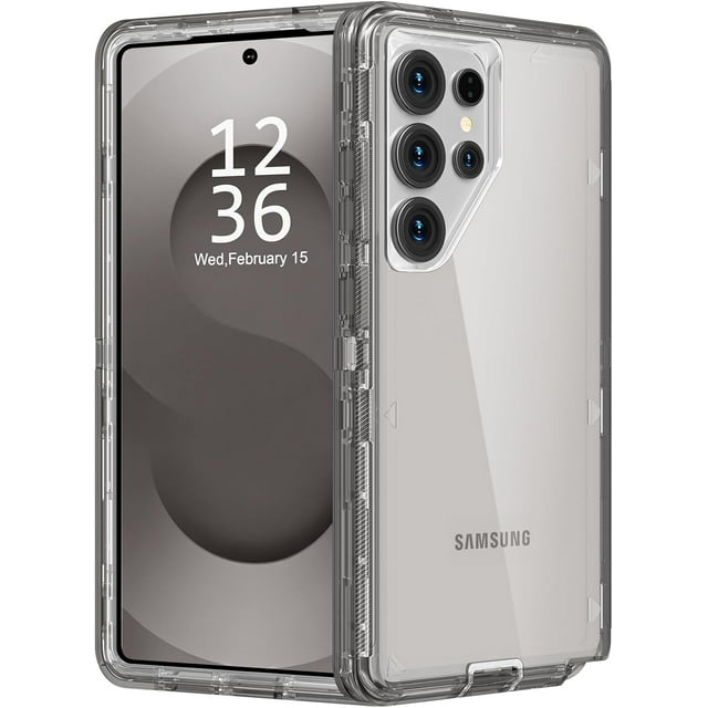 For Samsung Galaxy S24 Ultra Case, Heavy Duty Shockproof Protection Phone Cases, Anti-Drop, Dual Layer Transparent Protective Cover Compatible with Samsung Galaxy S24 Ultra 6.8 inch, Crystal Gray